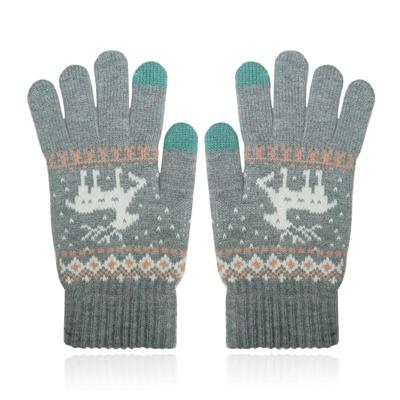 LGT JWLS Winterse Dameshandschoenen - Grijs Wit met Rendier