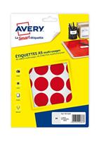 Avery PET30R ronde markeringsetiketten, diameter 30 mm, blister van 240 stuks, rood - thumbnail