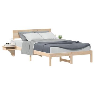 Bedframe met hoofdeinde Bruin 140 x 200 cm Massief grenenhout