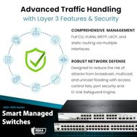 D-Link DGS-1510-28X Smart Managed Gigabit Stack Switch (28 poorten, waarvan 24 x 10/100/1000 Mbit/s, 4 x 10G SFP+). - thumbnail