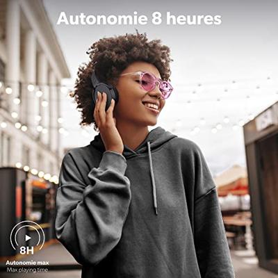 T'NB - Draadloze Bluetooth 5.0-hoofdtelefoon, model Single 2, 8 uur luistertijd, verstelbaar, jackstekker, comfortabel, microfoon en geïntegreerde bedieningselementen, voor sport en training – zwart