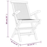 Tuinstoelen inklapbaar 8 st 56x61x89 cm massief teakhout grijs - thumbnail