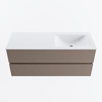 MONDIAZ VICA 120cm badmeubel onderkast Smoke 2 lades. Wastafel CLOUD rechts 1 kraangat, kleur Talc. - thumbnail