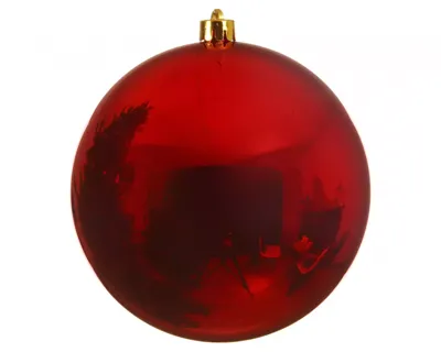 Decoris grote kerstbal glans kerstrood 20cm