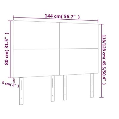Hoofdbord LED 144x5x118/128 cm stof taupe - thumbnail