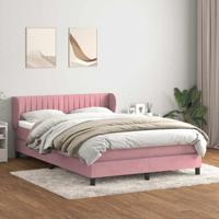 Boxspring met matras fluweel roze 160x220 cm - thumbnail
