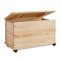 Grenen opbergkist op wielen met deksel - thumbnail