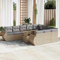 11-delige Tuinset met kussens poly rattan beige - thumbnail