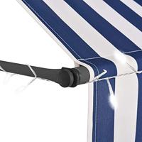 VidaXL Luifel handmatig uitschuifbaar met led 200 cm blauw en wit - thumbnail