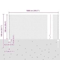 VidaXL Hek met paal zilver 1 x 10 m staal - thumbnail