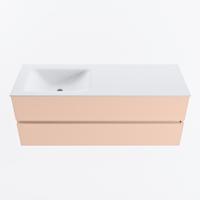 MONDIAZ VICA 130cm badmeubel onderkast Rosee 2 lades. Wastafel CLOUD links zonder kraangat, kleur Talc. - thumbnail