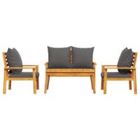 4-delige Loungeset met kussens massief acaciahout - thumbnail