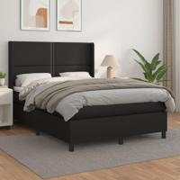 Boxspring met matras kunstleer zwart 140x190 cm - thumbnail