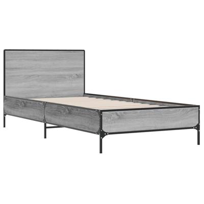 Bedframe bewerkt hout metaal grijs sonoma eiken 120x200 cm
