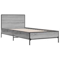 Bedframe bewerkt hout metaal grijs sonoma eiken 140x190 cm - thumbnail