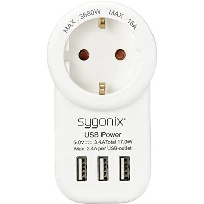 Sygonix SY-4755856 Tussenstekker Met USB Wit