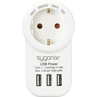 Sygonix SY-4755856 Tussenstekker Met USB Wit - thumbnail