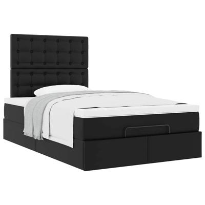 Ottoman bed met matras 120x200cm kunstleer zwart