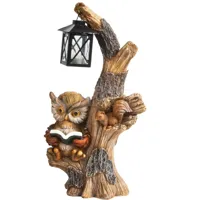 Tuinbeeld en Lantaarn Uil in boom 43cm - thumbnail
