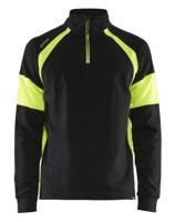 Blåkläder Sweatshirt met High-Vis zones 35501158 | Zwart/High-Vis Geel | Maat XS - 7330509775356 - thumbnail