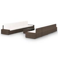 9-delige Loungeset met kussens poly rattan bruin - thumbnail