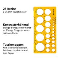 Aristo AR-5031 Cirkelsjabloon 1-36 Mm 25 Cirkels - thumbnail