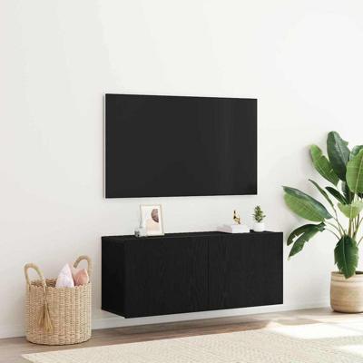 Tv-wandmeubel 100x30x41 cm bewerkt hout zwart eikenkleurig