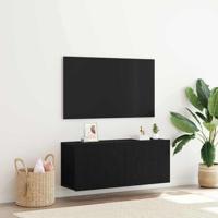 Tv-wandmeubel 100x30x41 cm bewerkt hout zwart eikenkleurig - thumbnail