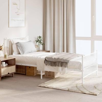 Bedframe met hoofd- en voeteneinde metaal wit 90x200 cm