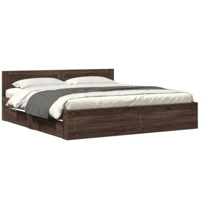 Bedframe met hoofdeinde bewerkt hout bruineikenkleur 200x200 cm