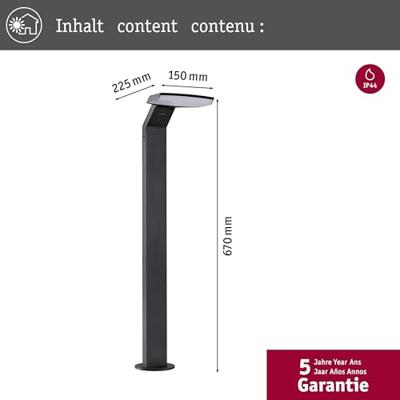 Paulmann 94828 Zerena Staande LED-tuinlamp LED 10 W Antraciet Paulmann 94828 Zerena Staande LED-tuinlamp LED 10 W Antraciet