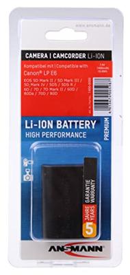 Ansmann A-Can LPE6 Camera-accu Vervangt originele accu LP-E6 7.4 V 1400 mAh Ansmann A-Can LPE6 Camera-accu Vervangt originele accu LP-E6 7.4 V 1400 mAh