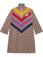 Gucci chevron-striped GG-print dress - NEUTRALS - thumbnail