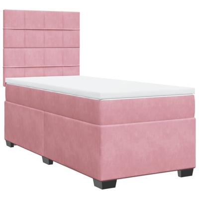 Boxspring met matras fluweel roze 100x200 cm