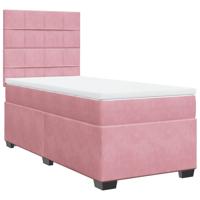 Boxspring met matras fluweel roze 100x200 cm - thumbnail