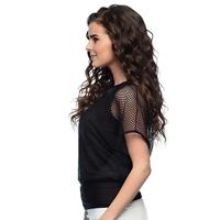 Zwart T-shirt Met Visnet Top - thumbnail