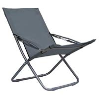 Strandstoelen 2 st inklapbaar stof grijs - thumbnail