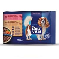 OPTIVITAL Tasty shreds with beef and duck in gravy - natvoer voor honden - 4x85g - thumbnail
