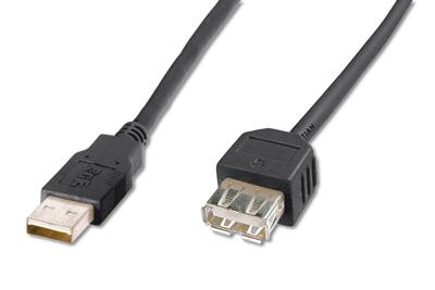 Digitus AK-300200-030-S USB-kabel USB 2.0 USB-A stekker, USB-A bus 3.00 m Zwart