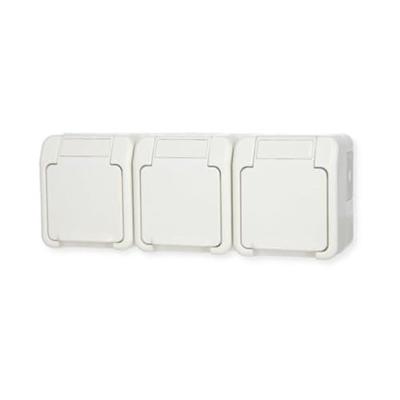 Schneider Electric MEG2390-8019 AquaStar Compleet Wandcontactdoos met randaarde en klapdeksel spatwaterdicht Polar-wit 3-voudig 1 stuk(s)