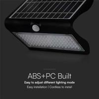 V-TAC VT-767-7-B Solar Wandlamp - IP65 Waterdicht - Zwart - 8W - 850 Lumen - 4000K - thumbnail