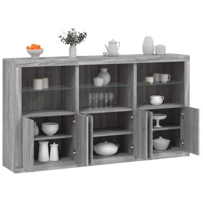 Dressoir met LED-verlichting 181,5x37x100 cm grijs sonoma eiken
