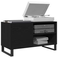 Platenkast met plank Zwart eiken 85 x 38 x 48 cm Bewerkt hout - thumbnail