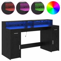 Bureau met lade Zwart eiken 160 x 55 x 91 cm Bewerkt hout - thumbnail