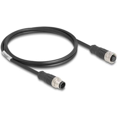 Delock 80803 M12 Netwerkkabel, patchkabel CAT 5e S/FTP 1.00 m Zwart 1 stuk(s)