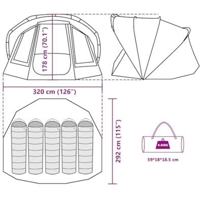 Vistent 5-persoons waterdicht olijfgroen Vistent 5-persoons waterdicht olijfgroen