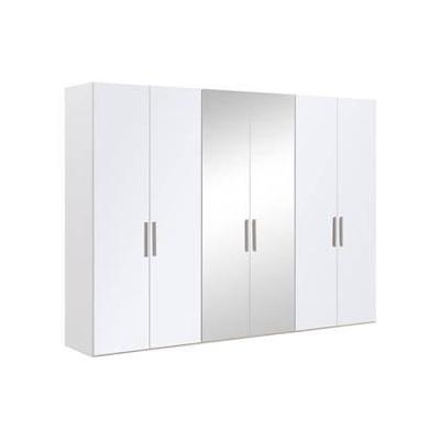 Goossens Kledingkast Easy Storage Ddk, Kledingkast 304 cm breed, 220 cm hoog, 4x glas draaideur en 2x spiegel draaideur midden