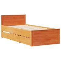 Bed met boekenkast zonder matras grenenhout wasbruin 75x190 cm - thumbnail