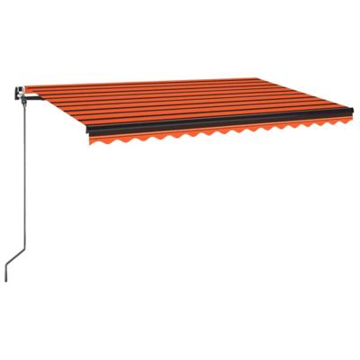 Luifel handmatig uittrekbaar met LED 450x350 cm oranje en bruin