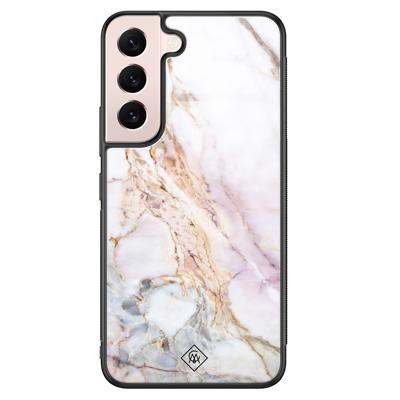 Samsung Galaxy S22 glazen hardcase - Parelmoer marmer Samsung Galaxy S22 glazen hardcase - Parelmoer marmer